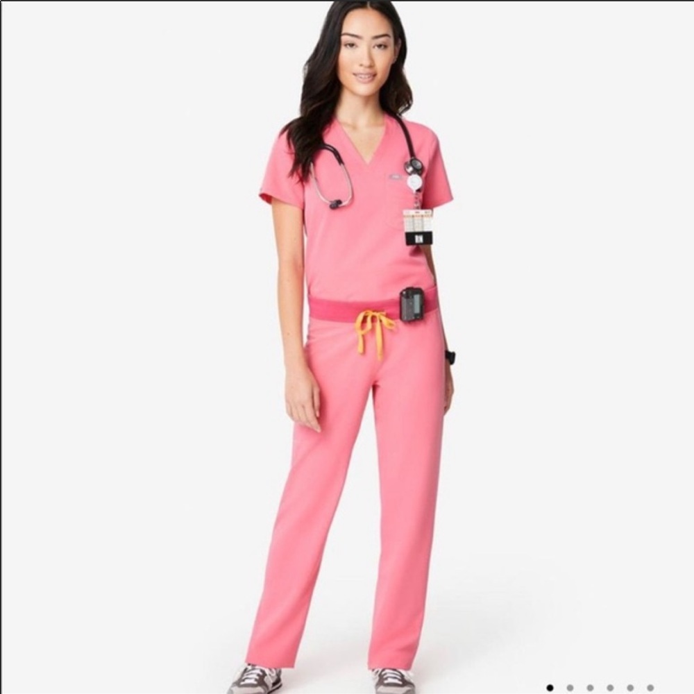 Small petite Figs Neon Pink Kade Pants